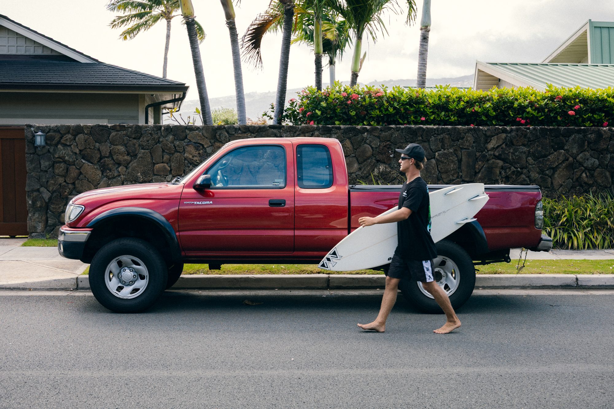 Truck, boards, and the walk to the water